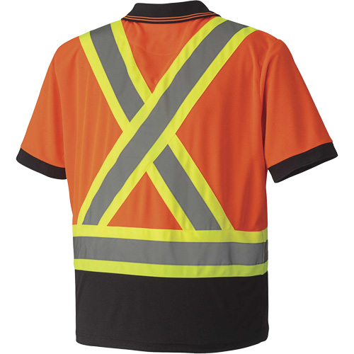 6986 Bird's-Eye Safety Polo Shirt, Polyester, Small, High Visibility Orange Southpoint Industrial Supply