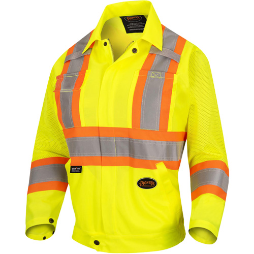 5999JW Women's Traffic Safety Jacket, Polyester, High Visibility Lime-Yellow, X-Small Southpoint Industrial Supply