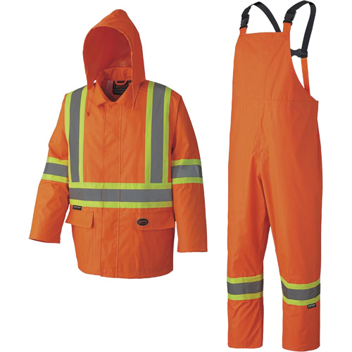 5608 Combinaison de pluie imperm&eacute;able 210D, Polyester/PVC, Petit, Orange haute visibilit&eacute; Southpoint Industrial Supply