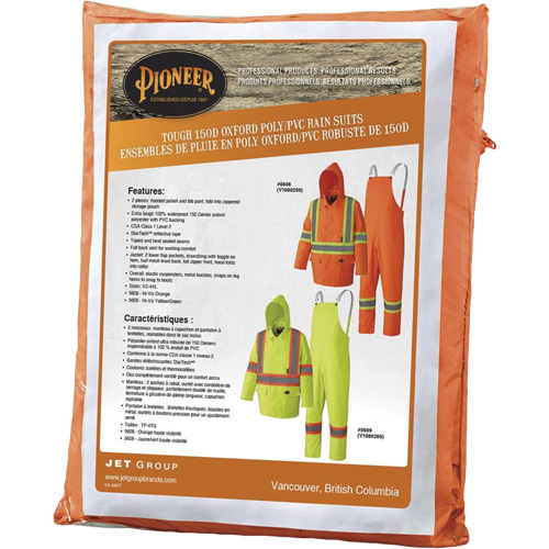 5608 Combinaison de pluie imperm&eacute;able 210D, Polyester/PVC, Petit, Orange haute visibilit&eacute; Southpoint Industrial Supply