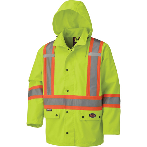 5585A 450D Waterproof Safety Jacket with Detachable Hood, Polyester, High Visibility Lime-Yellow, X-Small Southpoint Industrial Supply