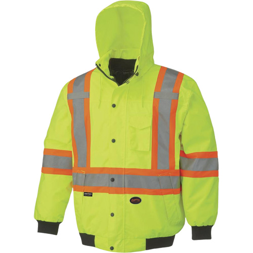 5023 Waterproof 7-in-1 Bomber Jacket, Polyester, High Visibility Lime-Yellow, X-Small Southpoint Industrial Supply