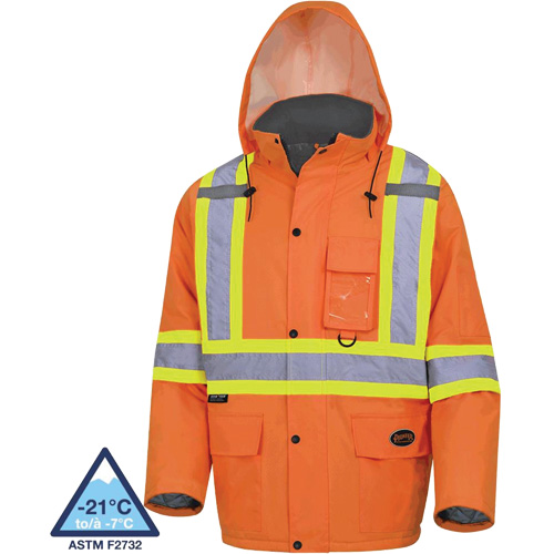 5030 Manteau de s&eacute;curit&eacute; matelass&eacute; imperm&eacute;able, Orange haute visibilit&eacute;, Petit Southpoint Industrial Supply