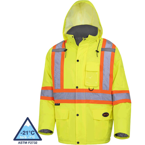 5031 Manteau de s&eacute;curit&eacute; matelass&eacute; imperm&eacute;able, Jaune lime haute visibilit&eacute;, Petit Southpoint Industrial Supply