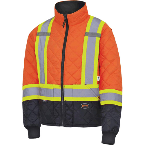 5015 Manteau matelass&eacute; pour cong&eacute;lateur, Polyester, Noir/Orange haute visibilit&eacute;, T-petit Southpoint Industrial Supply