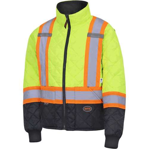 5016 Manteau matelass&eacute; pour cong&eacute;lateur, Polyester, Noir/Jaune lime haute visibilit&eacute;, T-petit Southpoint Industrial Supply