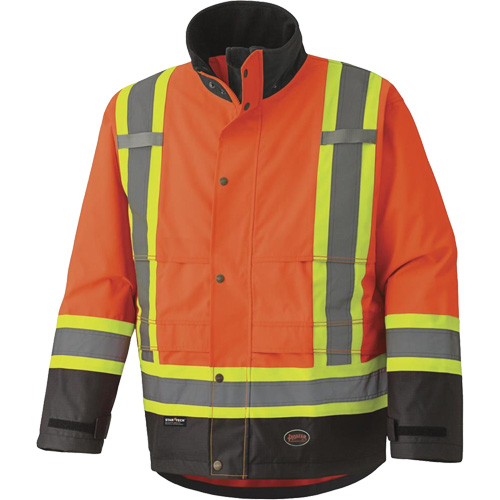 5400 Veste de s&eacute;curit&eacute; imperm&eacute;able 300D Trilobal antid&eacute;chirure, Polyester, Noir/Orange haute visibilit&eacute;, 2T-Grand Southpoint Industrial Supply