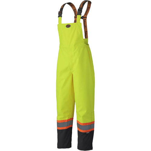 5405 300D Trilobal Ripstop Waterproof Bib Pants, Polyester, X-Small, High Visibility Lime-Yellow Southpoint Industrial Supply