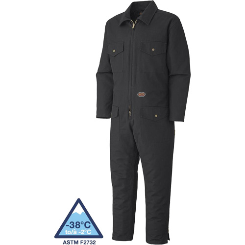 520A Quilted Duck Coveralls, Men's, Black, Size Small Southpoint Industrial Supply