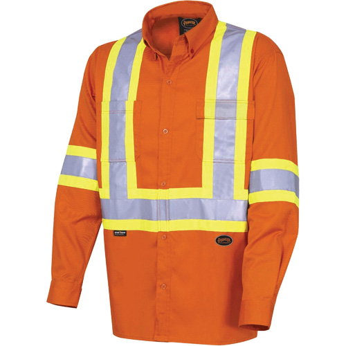 4441 Chemise de s&eacute;curit&eacute; &agrave; manches longues ultra respirante, Coton, Petit, Orange haute visibilit&eacute; Southpoint Industrial Supply