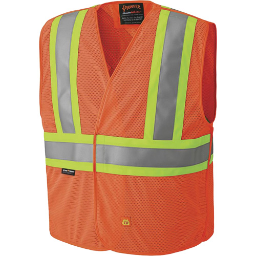 6914A Flame Resistant Safety Vest, High Visibility Orange, Medium/Small, Polyester Southpoint Industrial Supply