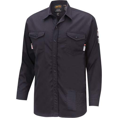7742 FR-Tech&reg; Flame-Resistant Safety Shirt, Small, Navy Blue Southpoint Industrial Supply