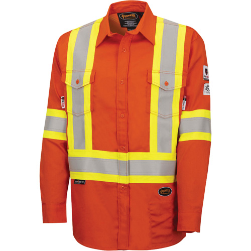 7743 FR-Tech&reg; Flame-Resistant Safety Shirt, Small, High Visibility Orange Southpoint Industrial Supply