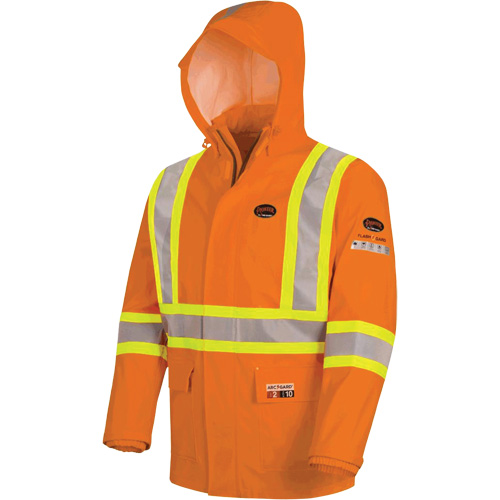 5880 Manteau de pluie ignifuge et protection contre les &eacute;clats d'arc &eacute;lectrique, T-petit, Orange haute visibilit&eacute;, 10 cal/cm² Southpoint Industrial Supply