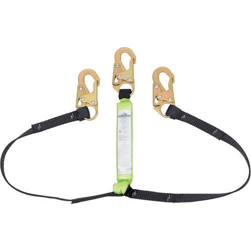 SA-64000-6 Shock Absorbing Lanyard, 6', Snap Hook Center, Snap Hook Leg Ends, Polyester Southpoint Industrial Supply