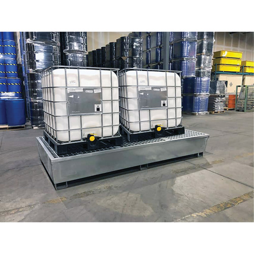 Ultra-Twin IBC Spill Pallet en acier, Capacit&eacute; de d&eacute;versement 370 gal. US, 103,8" x 26,8" x 51,1" Southpoint Industrial Supply