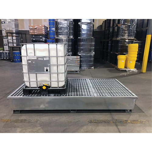 Ultra-Twin IBC Spill Pallet en acier, Capacit&eacute; de d&eacute;versement 370 gal. US, 103,8" x 26,8" x 51,1" Southpoint Industrial Supply