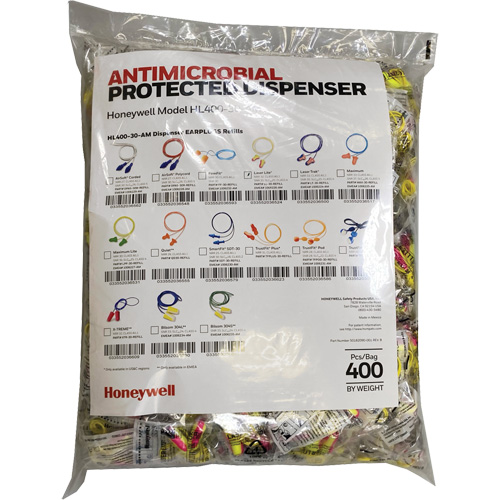 Recharge de bouchons doreille LL-30 pour le distributeur HL400, Vrac - Sac en poly, Avec cordon Southpoint Industrial Supply
