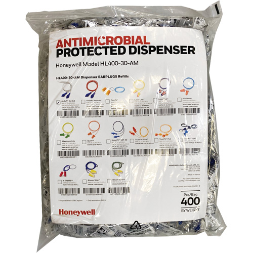 Recharge de bouchons doreille AS-30W pour le distributeur HL400, Vrac - Sac en poly, Avec cordon Southpoint Industrial Supply