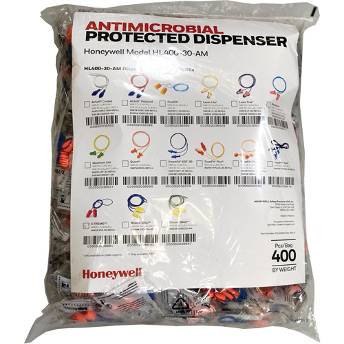 Recharge de bouchons doreille XTR-30 pour le distributeur HL400, Vrac - Sac en poly, Avec cordon Southpoint Industrial Supply