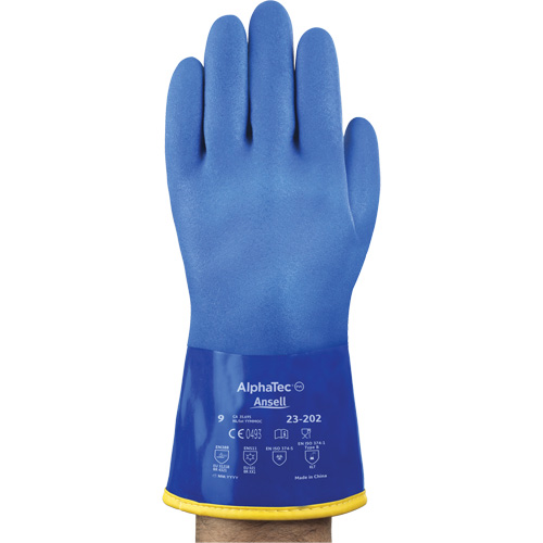 AlphaTec&reg; 23-202 PVC Gloves, Size 8, 11.8" L, Cotton, Fleece Inner Lining Southpoint Industrial Supply