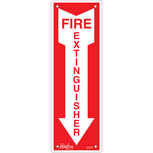 Enseigne Fire Extinguisher, 12" x 4", Aluminium, Anglais avec pictogramme Southpoint Industrial Supply