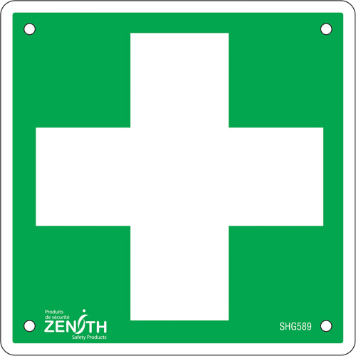 First Aid Sign, 6" x 6", Aluminum, Pictogram Southpoint Industrial Supply