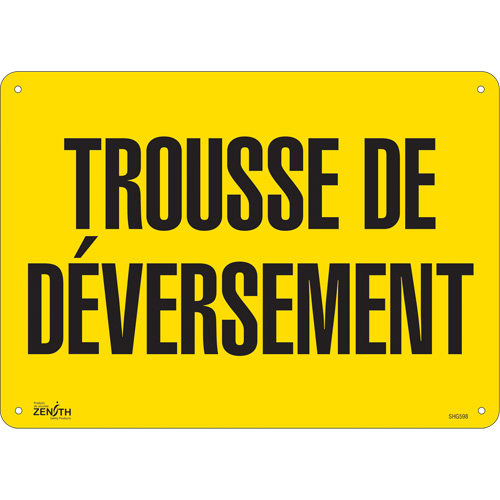 Enseigne  Trousse de d&eacute;versement , 10" x 14", Plastique, Français Southpoint Industrial Supply