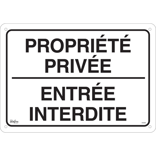 "Propri&eacute;t&eacute; priv&eacute;e" Sign, 14" x 20", Aluminum, French Southpoint Industrial Supply