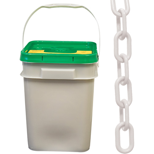 Chaîne de s&eacute;curit&eacute; en plastique robuste, Blanc, Maillon de 2", 120' de long Southpoint Industrial Supply