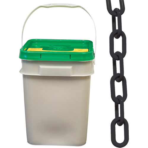 Heavy-Duty Plastic Safety Chain, Black, 2" Link, 120' Length Southpoint Industrial Supply
