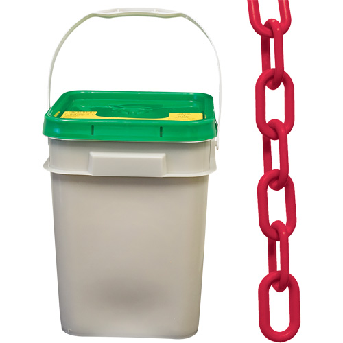Chaîne de s&eacute;curit&eacute; en plastique robuste, Rouge, Maillon de 2", 120' de long Southpoint Industrial Supply