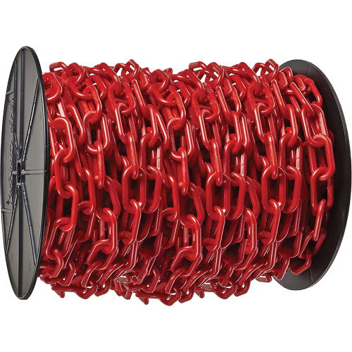 Chaîne de s&eacute;curit&eacute; en plastique robuste, Rouge, Maillon de 2", 100' de long Southpoint Industrial Supply
