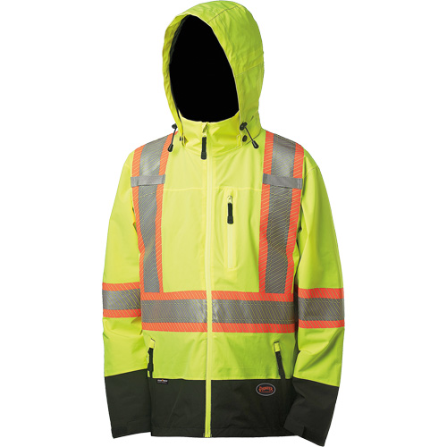 5221 Manteau de s&eacute;curit&eacute; imperm&eacute;able &agrave; coquille souple de premi&egrave;re qualit&eacute;, Polyester, Jaune lime haute visibilit&eacute;, Petit Southpoint Industrial Supply