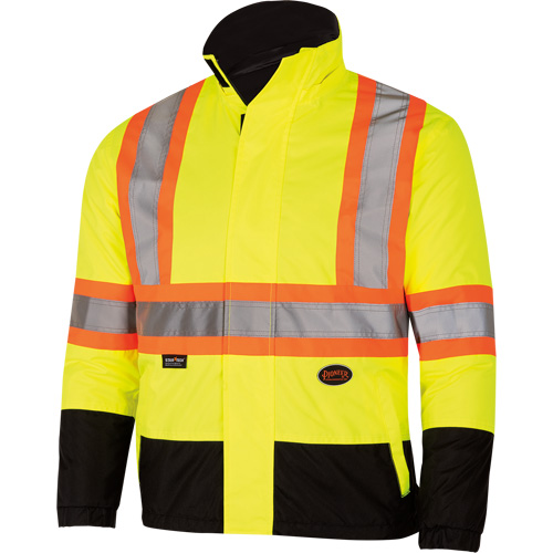 5771 Waterproof Reversible Safety Jacket, Polyester/Polyurethane, High Visibility Lime-Yellow, Small Southpoint Industrial Supply