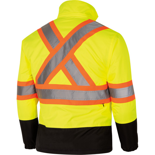 5771 Waterproof Reversible Safety Jacket, Polyester/Polyurethane, High Visibility Lime-Yellow, Small Southpoint Industrial Supply