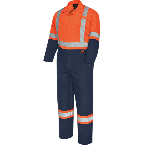 5514BBT 2-Tone Safety Coveralls with Zipper Closure, 40 (Tall), High Visibility Orange/Navy Blue Southpoint Industrial Supply