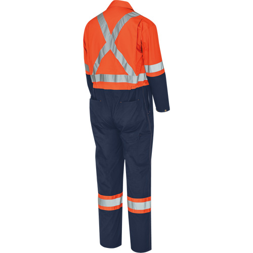 5514BBT 2-Tone Safety Coveralls with Zipper Closure, 40 (Tall), High Visibility Orange/Navy Blue Southpoint Industrial Supply