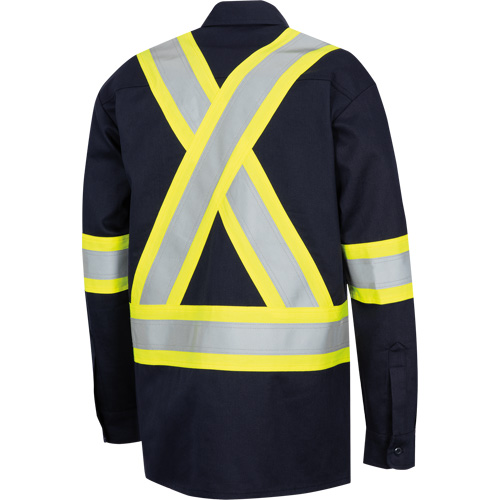 7742SF FR-TECH&reg; High-Visibility 88/12 Arc-Rated Safety Shirt, Small, Navy Blue Southpoint Industrial Supply