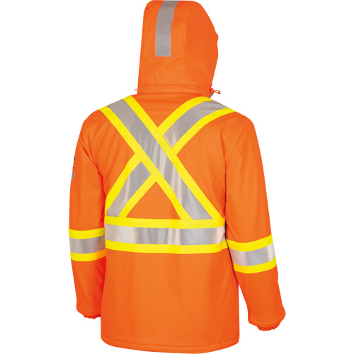 5884 Flash-Gard&reg; FR/Arc-Rated Waterproof Jacket with Hood, Small, High Visibility Orange, 51 cal/cm² Southpoint Industrial Supply