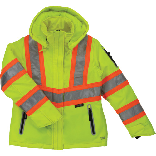 Womens Insulated Flex Safety Jacket, Polyester, High Visibility Lime-Yellow, Large Southpoint Industrial Supply