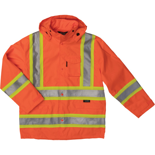 Manteau de s&eacute;curit&eacute; imperm&eacute;able en tissu ind&eacute;chirable Ripstop, Polyester, Moyen, Orange haute visibilit&eacute; Southpoint Industrial Supply