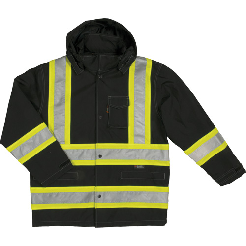 Manteau de s&eacute;curit&eacute; imperm&eacute;able en tissu ind&eacute;chirable Ripstop, Polyester, 2T-Grand, Noir Southpoint Industrial Supply