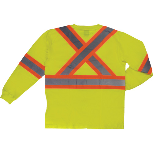 Long Sleeve Safety T-Shirt, Cotton, X-Small, High Visibility Lime-Yellow Southpoint Industrial Supply