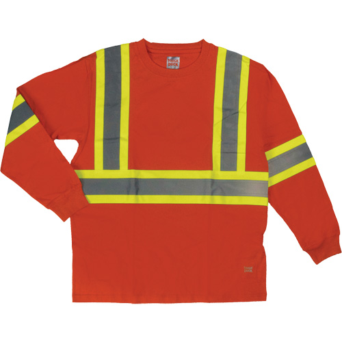 Long Sleeve Safety T-Shirt, Cotton, X-Small, High Visibility Orange Southpoint Industrial Supply