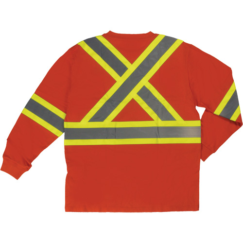 Long Sleeve Safety T-Shirt, Cotton, X-Small, High Visibility Orange Southpoint Industrial Supply
