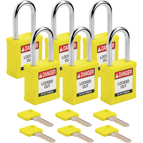 Velocity Lockout Padlocks, Yellow, Keyed Alike, Nylon, 1-1/2" Width Southpoint Industrial Supply