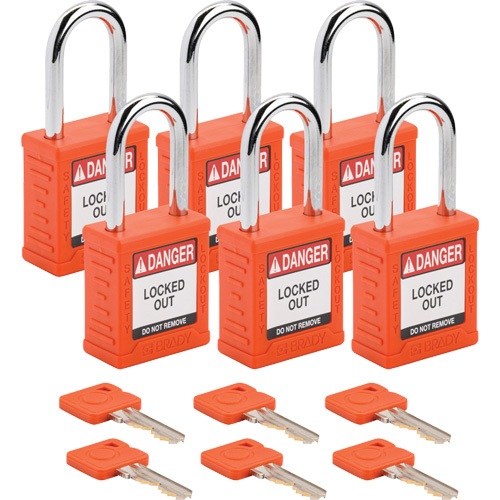 Cadenas de verrouillage Velocity, Orange, Cl&eacute;s diff&eacute;rentes, Nylon, Largeur de 1-1/2" Southpoint Industrial Supply