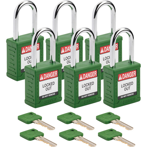 Velocity Lockout Padlocks, Green, Keyed Alike, Nylon, 1-1/2" Width Southpoint Industrial Supply