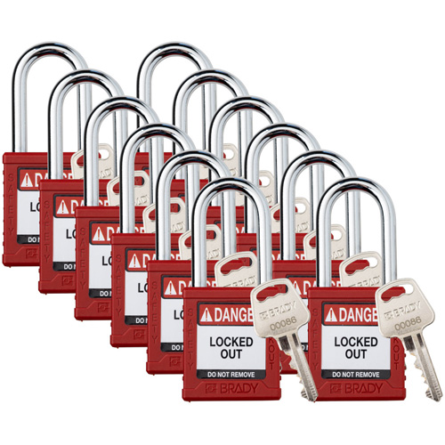 Cadenas de verrouillage Velocity, Rouge, Cl&eacute;s diff&eacute;rentes, Nylon, Largeur de 1-1/2" Southpoint Industrial Supply